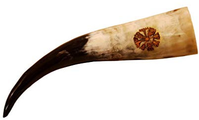 Trinkhorn Wegweiser ca. 500-590 ml 0,5-0,59l inkl. Branding, lebensmittelechtes Naturhorn, poliert