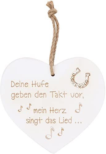 Spruchreif | Holzherz mit Gravur Deine Hufe geben den Takt vor | Vintage Herz mit Pferdemotiv | Geschenk für Pferdeliebhaber und Reiter | Made in Germany