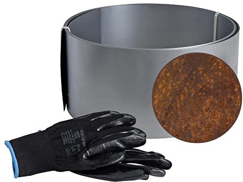 ESTEXO Bordure de pelouse élégante - Bordure de parterre surélevée - En acier Corten - 5 ou 10 m - Pour parterre de fleurs et légumes - 15 cm x 10 m