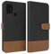 EAZY CASE Tasche kompatibel mit Samsung Galaxy M31 Stoff Schutzhülle mit Standfunktion Klapphülle Bookstyle, Handytasche Handyhülle Flip Cover mit Magnetverschluss und Kartenfach, Kunstleder, Schwarz