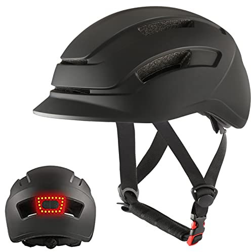 Fahrradhelme für Erwachsene mit LED Licht Rennradhelm für Städtische Pendler Herren Damen Kinder-Helm MTB Rollerhelm Radhelm Skateboardhelm(M)