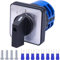 Taiss Interruptor de cambio de selector universal 32A 690V 3 posiciones 8 terminales, interruptor de leva giratorio + SV2-4s terminal de conexión azul LW26-32/2