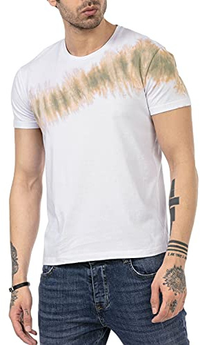 T-Shirt im beliebten Batik Design Kurzarm Atmungsaktiv Weiß L