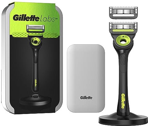 Gillette Labs Herrenrasierer mit Peeling-Stick, Reiseetui, 2 Ersatzklingen