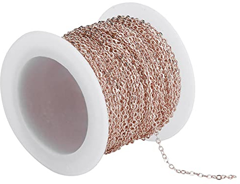 DIY Schmuck Kette Zubehör, 10 Meter Messing Panzerkette Link in Bulk für Halskette Armband Schmuck Zubehör DIY Silber Machen(Roségold)