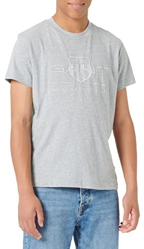 GANT Men's D.1 Tonal Archive Shield T-Shirt T-Shirt, Grey Melange, L