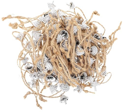 Accessori per Palline di Natale, Gancio per appenderlo: Tappo Argentato con Corda per Palline vuote, Palline di, Palline di Schiuma, Fai da Te, 100 Pezzi Decorazione Natalizia