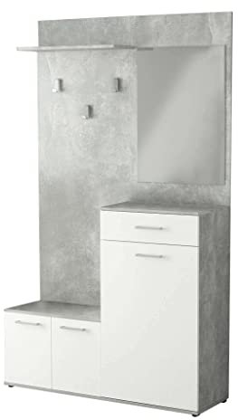 milani home Mobile Ingresso di Design Moderno con Appendiabiti Specchio e scarpiera