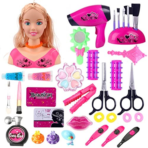 Tête à Coiffer Tête Maquiller et Coiffer Nombreux Autres Accessoires pour des Coiffures et des Maquillages Tendance Jouet Joli Coffret Tete a coiffer pour Enfants Partir de 3 Ans