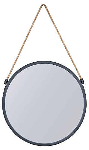 levandeo Spiegel 30cm Rund Schwarz Metall Jute Wandspiegel Flurspiegel Juteband Wanddeko Deko Badspiegel