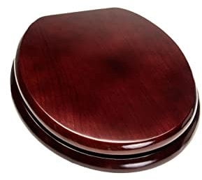 Bath Décor 5Q1R2-16BN Solid Oak Traditional Design Toilet Seat Metal Hinges, Mahogany with Brushed Nickel