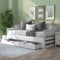 Wooden Daybed with Trundle and Drawer, Cabin Bed, Solid Guest Bed&Sofa Bed, Pull out Trundle and Storage Drawer for Living Room and Bedroom - Single (3') 90 x190 cm - White【UK Fast Shippment】