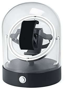 SELVA Uhrenbeweger 360 Grad, mit Echtglasdom und Metallsockel, Farbe:Silber