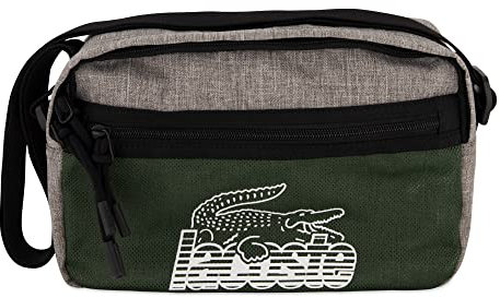 Lacoste Herren Umhängetasche Reporter Bag,100% recyceltes Polyester, Handtasche Schultertasche Cross-Body,GRAU/GRÜN (L62),Einheitsgröße (One Size)