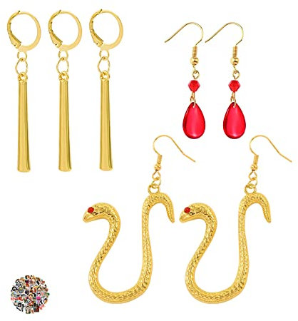 YouU Anime One P. Ohrringe Strohhut Luffy Cosplay Schmuckset Boa Hancock Pirat Kaiserin Schlangenohrringe Zoro Ohrring mit Aufklebern 23 Stück, Vinyl