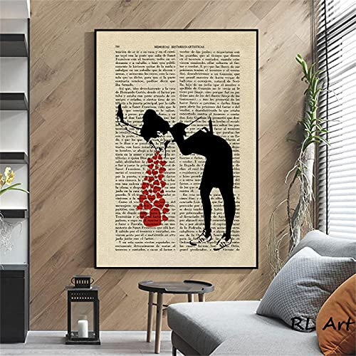 Lovesick Girl Art Love Sick Print Banksy Street Art Schablonen Buchkunst Poster Raumdruck Geschenk Wanddekoration Poster Dictionary Art 90x60cm rahmenlos