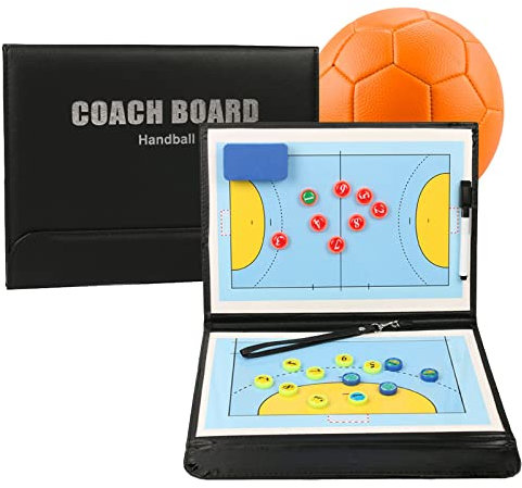 RoseFlower Taktiktafel Handball, 12.6 x 9.6 Trainermappe Handball, Magnetisches Handball Coaching Trainer Taktikbrett mit Schachfiguren, Stifte und Radiergummi für die Schulung oder Spielanalyse