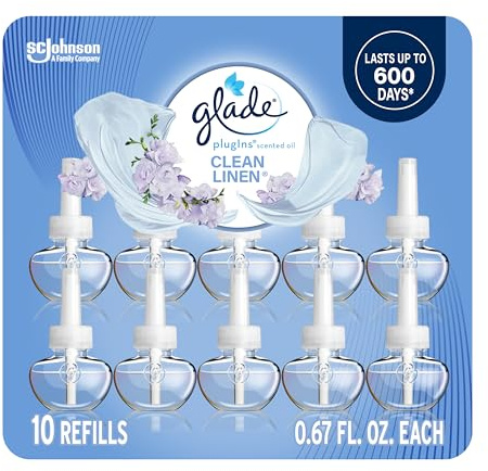 Glade PlugIns Air Freshener Refills, Clean Linen, 10 Count