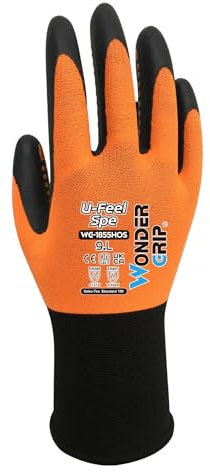 WONDER GRIP Handschuhe WG-1855HOS U-FEEL SPE Orange 9/L, Orange, Schwarz, L
