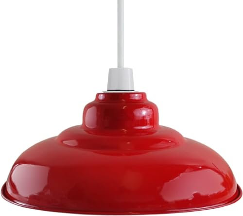 LEDSone Industrielle Hänge-Deckenleuchte, Lampenschirm, Retro-Küchen-Hänge-Deckenleuchten, Vintage-Metall-Loft-Bar-Hängebeleuchtung, rustikale Hängelampenschirm (Rot, 1 Packung)