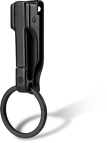 KeyUnity KS02BK EDC Gürtel Schlüsselanhänger Clip Schnellverschluss, Edelstahl Duty Gürtel Schlüsselanhänger Halter für Hosen, Jeans, Hosen (PVD Schwarz)