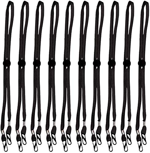 ACCROL 10 Stück Lanyard Elastische Bänder verstellbare Portable Halskettenbügel Ewiederverwendbar Ohrhalter Seil Schwarze Gummiband