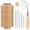 Kit De Couture De Fil Ciré En Cuir De 250 M Comprenant Une Aiguille De Fil à Coudre, Un Kit De Réparation De Tapisserie D'ameublement En Cuir Pour La Couture Et La Réparation (Couleur naturelle)