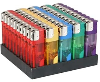 ezkart | Pack of 50- Multipack Assorted Coloured Lighters with Adjustable Flame Lighter (50)