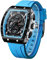 FORSINING Montre-bracelet analogique à quartz pour homme, rectangulaire, grand cadran, bracelet en silicone, étanche, montres militaires, calendrier, date, bleu, bleu, Bande