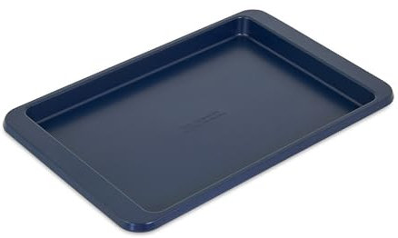 KitchenAid Teglia antiaderente con manici estesi per una facile presa, acciaio alluminato per promuovere una cottura uniforme, inchiostro blu, lavabile in lavastoviglie, 22,7 x 33,5 cm
