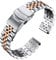 BINLUN Edelstahl Uhrenarmband Metall Uhrenarmbänder für Herren Damen Metallarmband mit Sicherheitsverschluss 18mm 20mm 22mm 24mm 26mm Armband Zwei Ton (Silber + Roségold, 18mm)