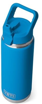 YETI Rambler Bouteille isotherme en acier inoxydable avec bouchon de paille assorti – 769 ml – Big Wave Blue