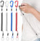KUAOWT Lot de 4 porte-clés à ressort en spirale avec clips, moderne, rond, rouge, bleu, noir, argent, Rouge, bleu, noir, argent