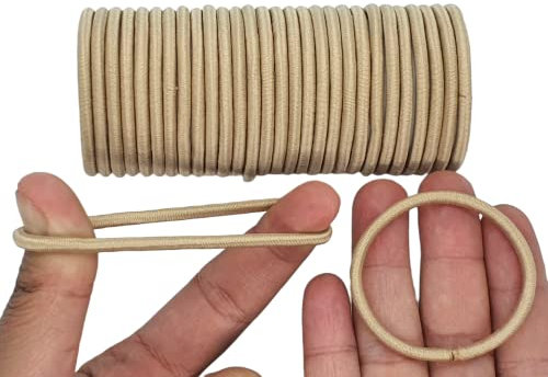 12 PCS Elastic Hair Bands, 3mm Elastic Hair Ties Ponytail Holders, Bulk Hair Ties No Metal Gentle Elastics for Women Men Girls Kids (Blonde Beige)