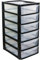 Khanary Plastic Storage Drawer A4 Storage Box Multipurpose Organizer Office Desktop Tabletop Counter School Bedroom Garage Kids Room Vanity organizer Black/Silver-Clear (Black Clear, 6 Tier Small)