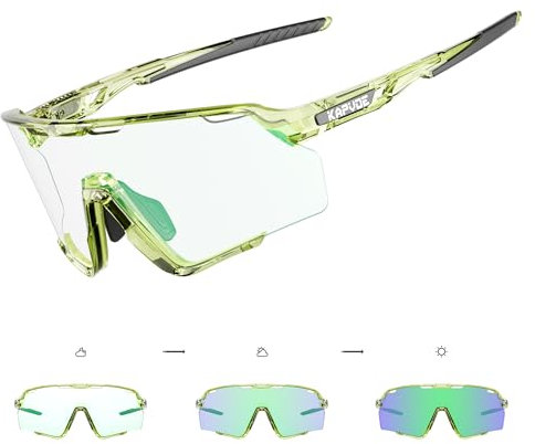 KAPVOE Selbsttönend Fahrradbrille Photochromatische Radbrille MTB Brille Herren Damen Klar Sportbrille Rennrad Sonnenbrille Radsport Laufen Golf Baseball Wandern Volleyball Tennis Angeln Softball GR08