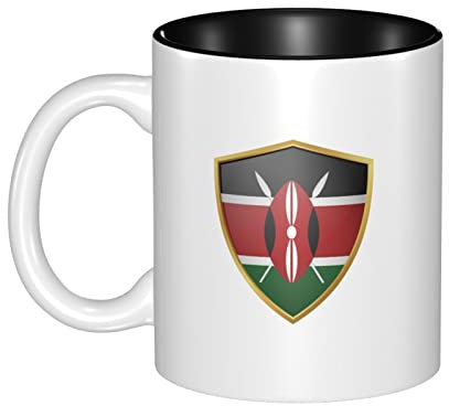Tasse 330Ml Drapeau Du Kenya Avec Bouclier D'Or À Café En Céramique Individualité Mug Rigolo Cup Pour Collègue, Femme, Amoureux