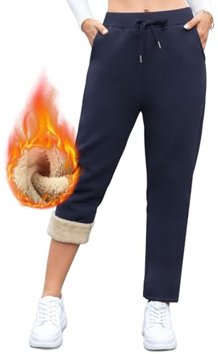 Thermo Jogginghose Damen Warm Gefüttert Fleecehose Winterhose mit Taschen | Warme Damen Freizeithose mit weichem Fleecefutter, elastischem Bund und Kordelzug für Alltag, Sport und kalte Wintertage