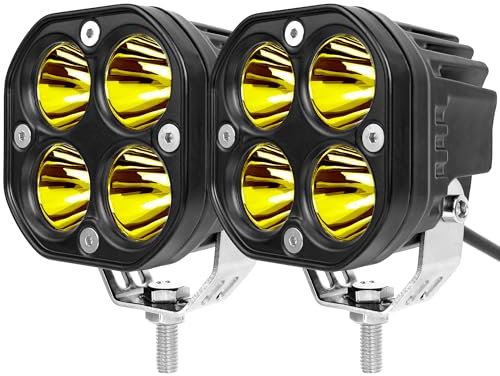 LED Nebelscheinwerfer Arbeitsscheinwerfer 3 Zoll Zusatzscheinwerfer 12V 24V Gelb Auto Scheinwerfer für Offroad Traktor Bagger Traktoren Schlepper Gabelstapler ATV Lkw Wasserdicht IP68(2 Stück)
