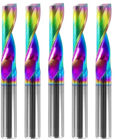 SpeTool 5 Stück Alu Fräser 6mm Schaft VHM Fräser Schaftfräser Fräser Aluminium 22mm Schnittlänge Einschneider Fräser mit DLC Beschichtung CNC Fräser Holz für Aluminium Acryl Messing