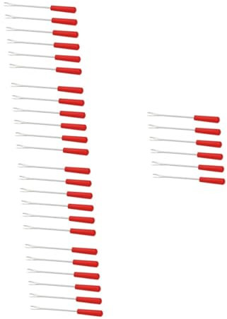 OUNONA 30 Piezas tenedor de fruta tenedor de barbacoa accesorios para barbacoa chocolate para fuente de chocolate aperitivos utensilios barbacoa rejas tenedores de maíz reutilizables rojo