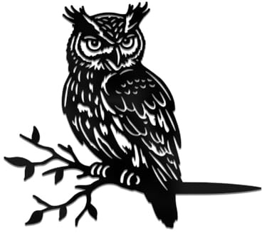 WADORN Hibou sur Branche Cour Artistique Décor en Métal, D'Oiseau et d'animal Silhouette Piquet Cadeau Extérieure Décor Pendaison Crémaillère Décoration Artistique pour Maison Arbre Cour Jardin Patio
