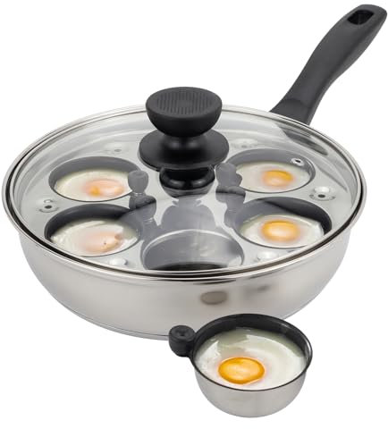 MARSKITOP Egg Poacher, Poached Eggs Cooker, Stainless Steel Egg Poaching Pan Food Grade Safe PFOA Free