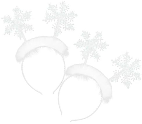 Healeved 2 Stück Weihnachts Schneeflocken Haarreif,Weihnachtsstirnbänder Schneeflocken Haarband Weihnachts-Stirnbänder,Feder Schneeflocken Haarband, Kopfschmuck Weihnachten Haarschmuck für Party