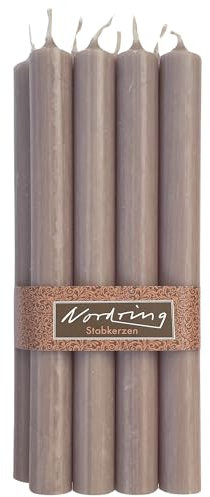 Nordring 8 Stabkerzen Rustik warmes grau 2,2 x 25 cm hoch durchgefärbt RAL-zertifiziert