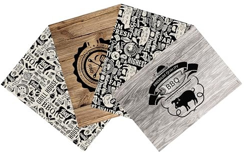 Dinnergut | 4x12 Papier-Tischsets mit Grill House Motiv | 48 Stück DIN A3 | Premium Papier | Tischunterlage mit Barbecue, BBQ | Grillparty, Sommer | Einweg Platzset für Tischdeko