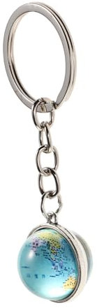 VALICLUD Karte Schlüsselanhänger Kreativer Planet Schlüssel für Männer Frauen Erde Schlüsselanhänger Kristallglas Handwerkskunst