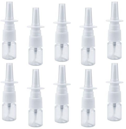 Qerutk 20pcs 5ml Nasal Spray Bottle, Clear Plastic Bottle, Fine Mist Sprayers, Straight Spray Bottle, Spray Dispenser Bottle with Press Type Nano Nozzle