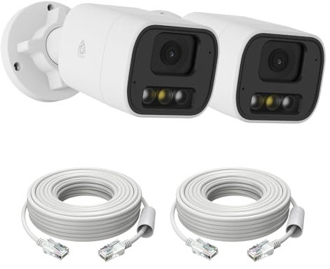 AKINGUAR 2 Stück 5MP Add-on PoE Überwachungskamera Aussen, Smarte IP Kamera mit Ethernet-Kabel, mit Gesichtser/Personen/Fahrzeugerkennung, Nachtsicht, IP66 Wasserfest, Funktioniert NVRs