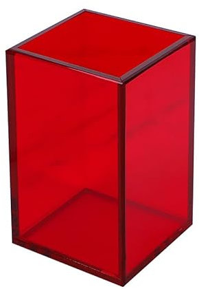 Pot à crayons en acrylique rouge transparent antidérapant pour bureau, école, maison, 7 x 7 x 10 cm